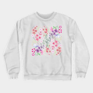 Watercolor Flowers_White Background Crewneck Sweatshirt